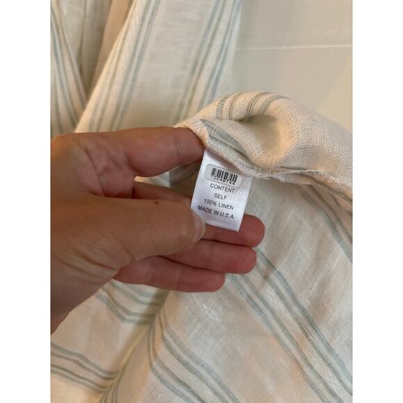 Maven West Women’s 100% linen Tank Top Striped V Neck Medium Beige Green - Picture 6 of 7